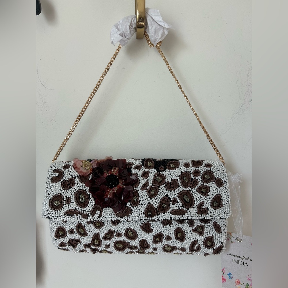 Beaded Cheetah Floral sequins Crossbody bag